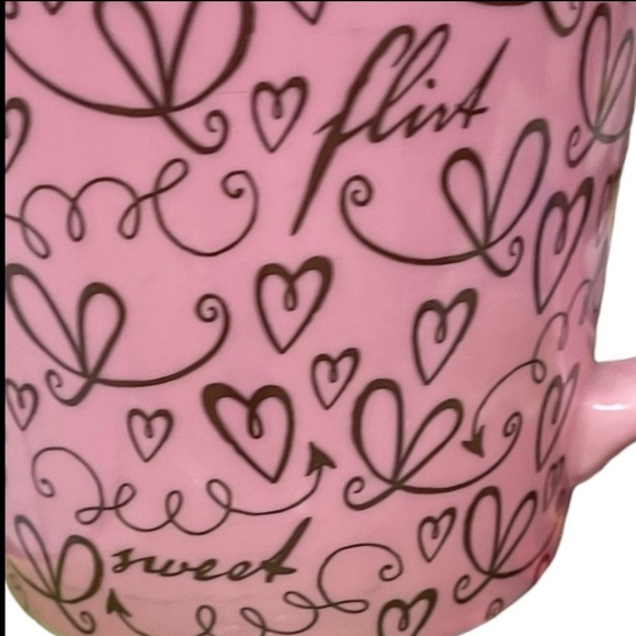 STARBUCKS 2006 Coffee Mug "FLIRT," "SWEET" & Pink Hearts Decorate Cup 17 oz EUC - Picture 9 of 14
